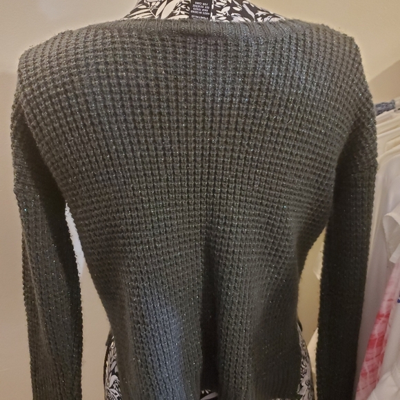 crop metallic crewneck wool blend sweaters M - Picture 3 of 5